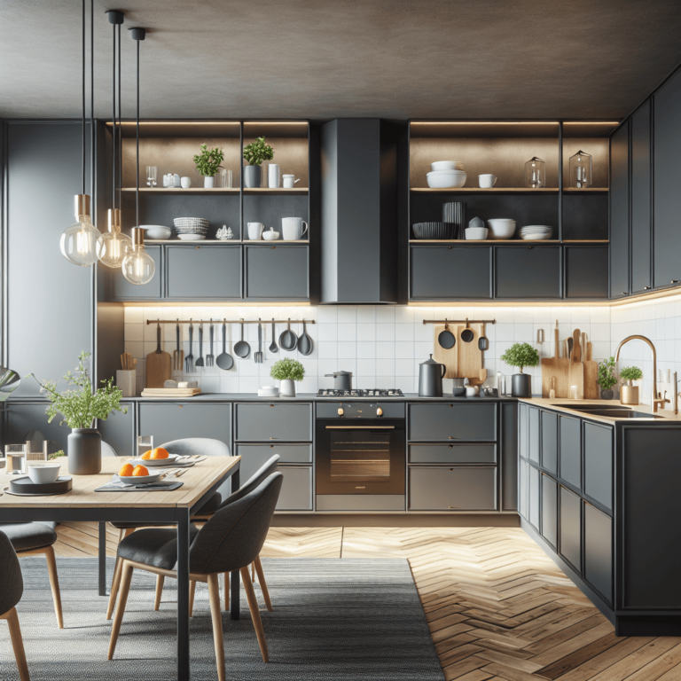 anthrazitfarbene Küche im skandinavischen Stil-Bremen