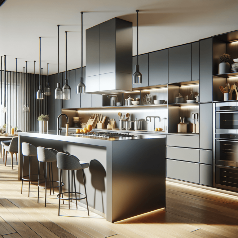 anthrazitfarbene Küche mit Stahlakzenten-Bremen