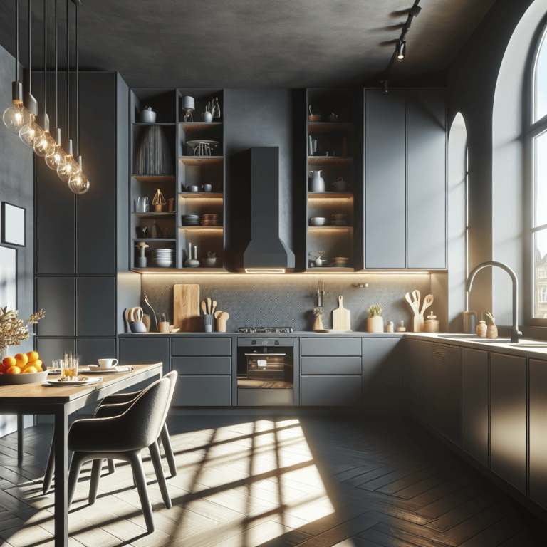 anthrazitfarbene Singleküche-Bremen