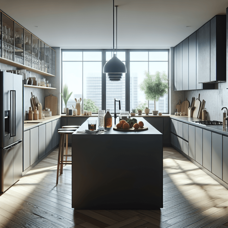 anthrazitfarbene einzeilige Küche-Bremen