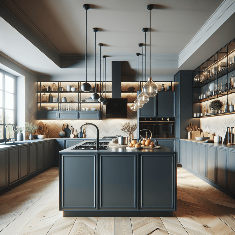 anthrazitfarbene mehrzeilige Küche-Bremen