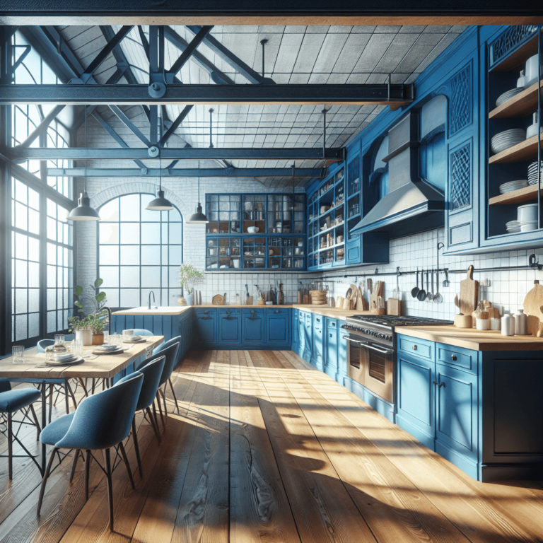 blaue Industrial Style Küche-Bremen