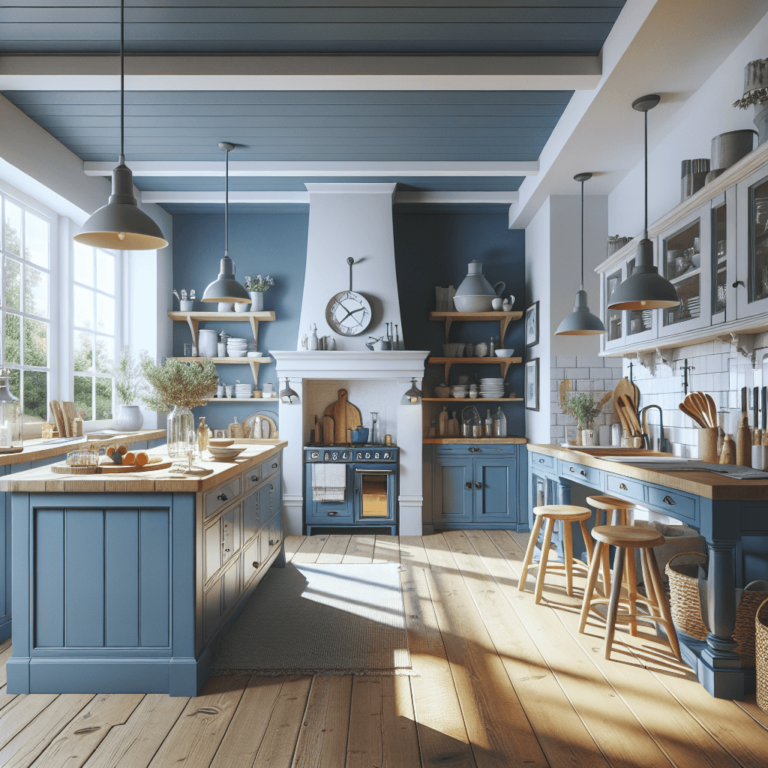 blaue Küche im Bauernhausstil-Bremen