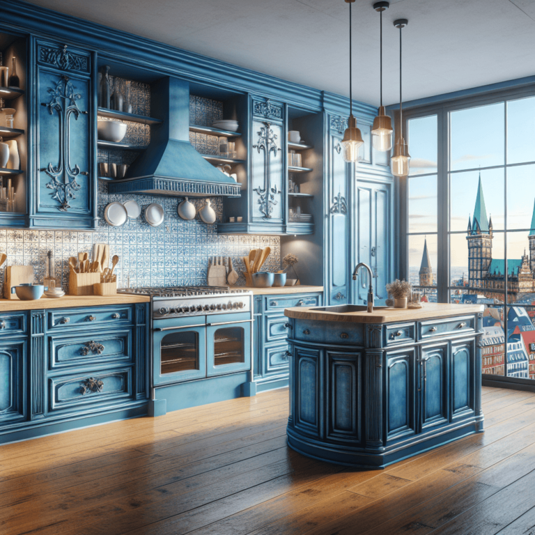 blaue Küche im Vintage Chic Stil-Bremen