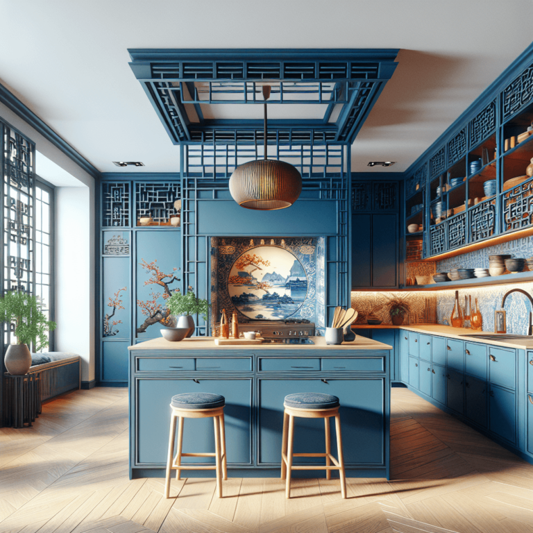 blaue Küche im asiatischen Stil-Bremen