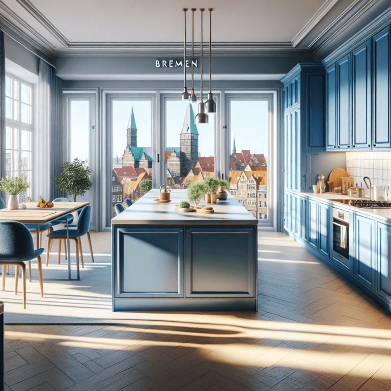 blaue Küche im skandinavischen Stil-Bremen