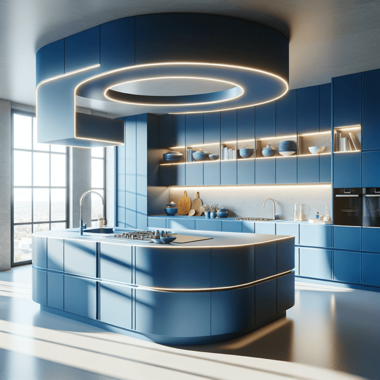 blaue Küche in G-Form-Bremen