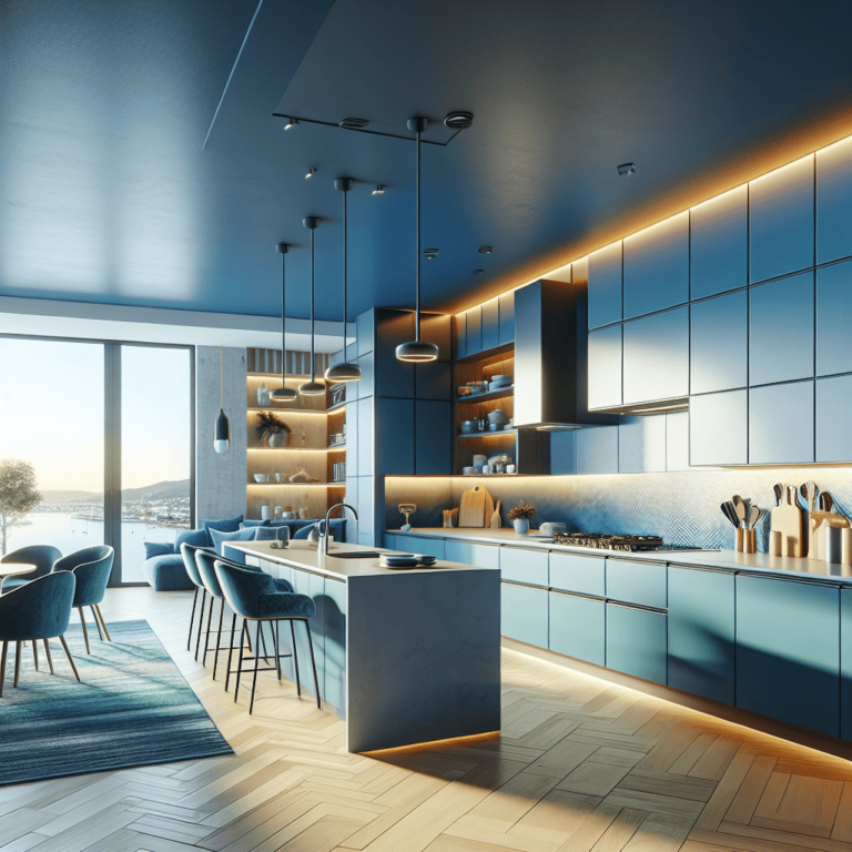 blaue Küche in L-Form-Bremen