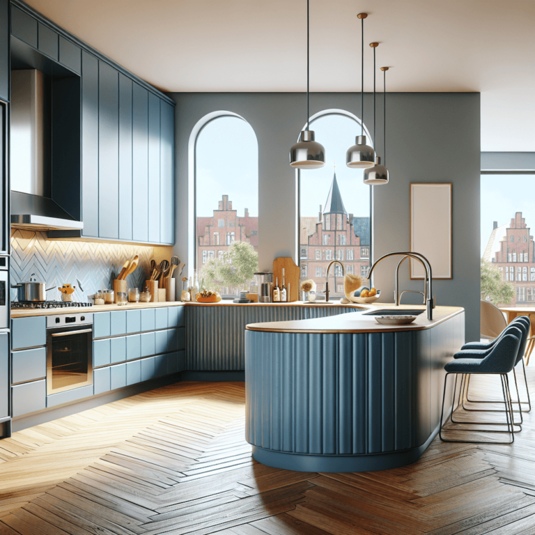 blaue Küche in U-Form-Bremen