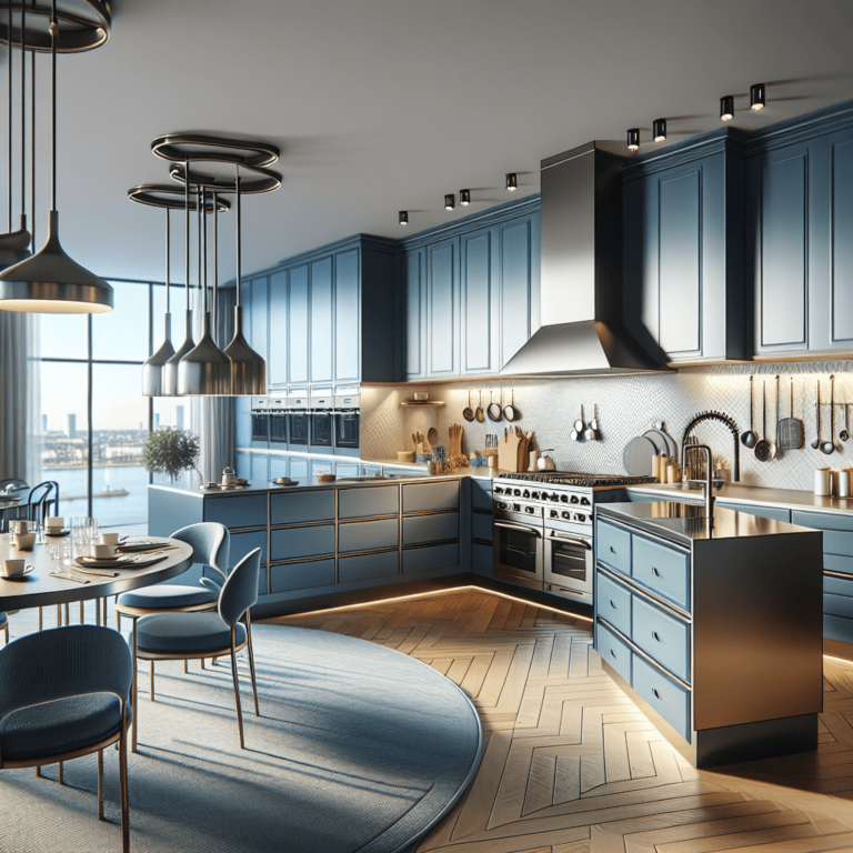 blaue Küche mit Stahlakzenten-Bremen