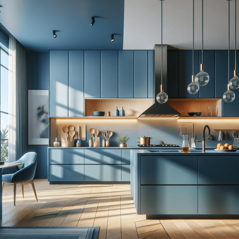 blaue Minimalismus Küche-Bremen
