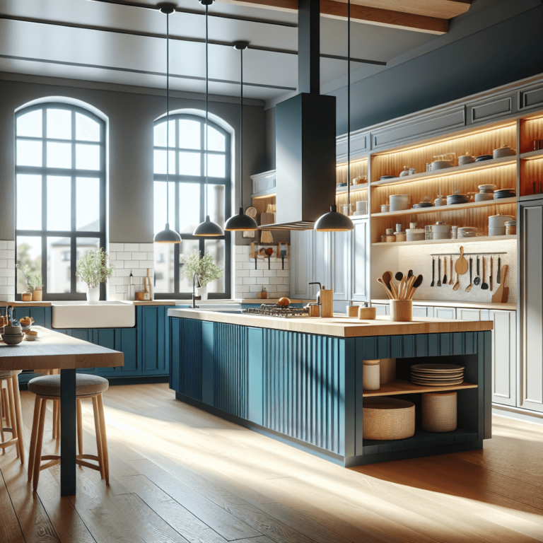 blaugraue Freistehende Küche-Bremen