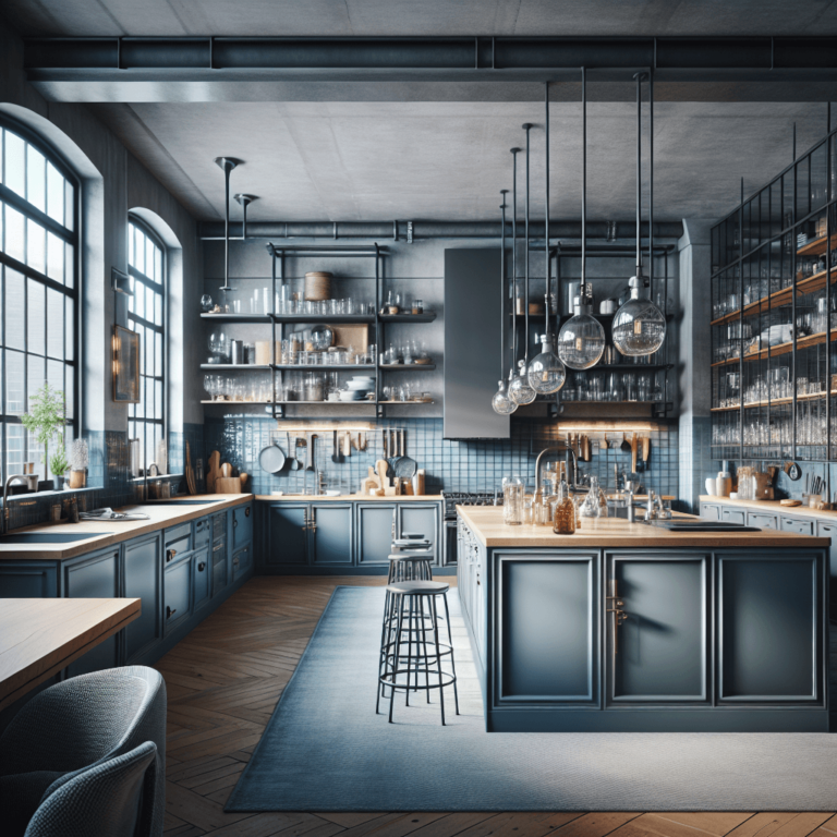 blaugraue Industrial Style Küche-Bremen
