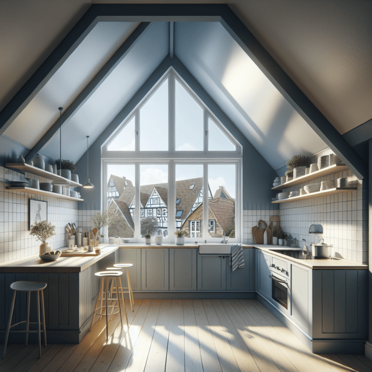 blaugraue Küche für Dachschräge-Bremen