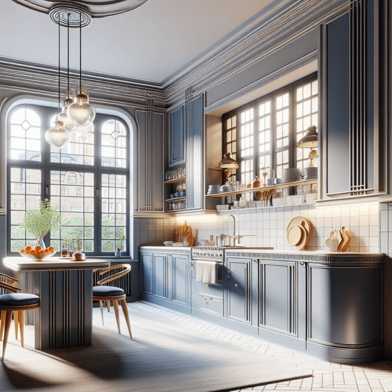 blaugraue Küche im Art-Deco-Stil-Bremen