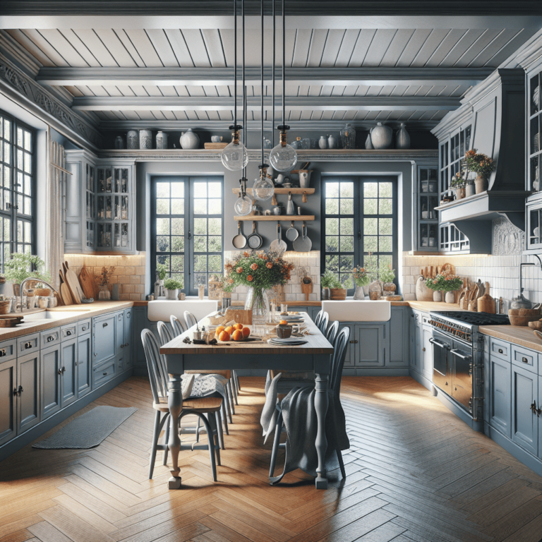 blaugraue Küche im Bauernhausstil-Bremen