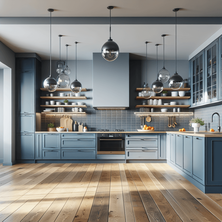 blaugraue Küche im Loftstil-Bremen