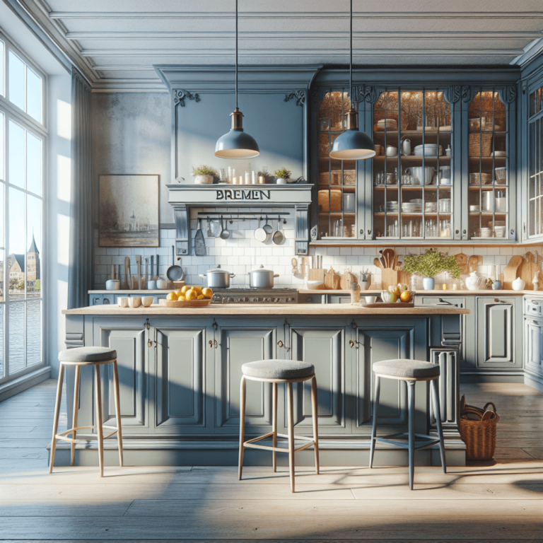blaugraue Küche im Shabby Chic Stil-Bremen