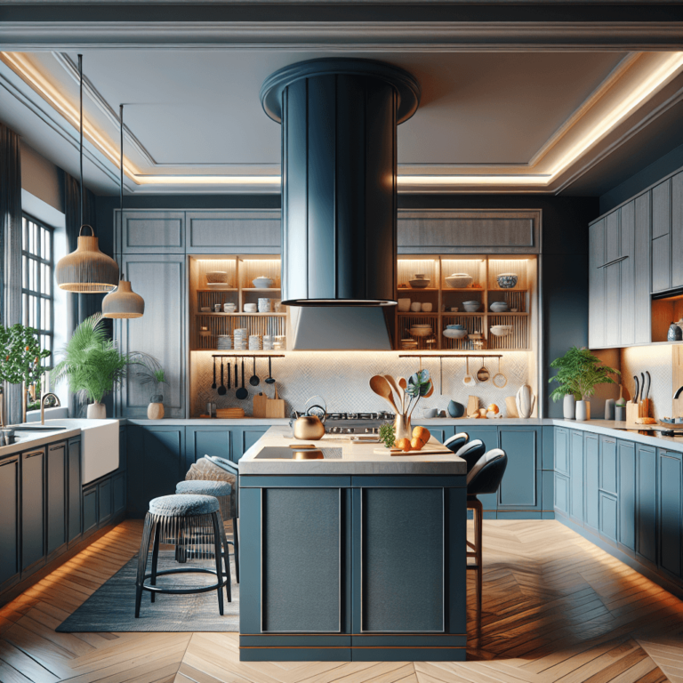 blaugraue Küche im asiatischen Stil-Bremen