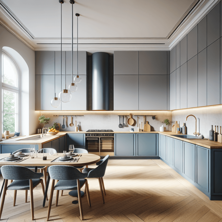 blaugraue Küche im skandinavischen Stil-Bremen
