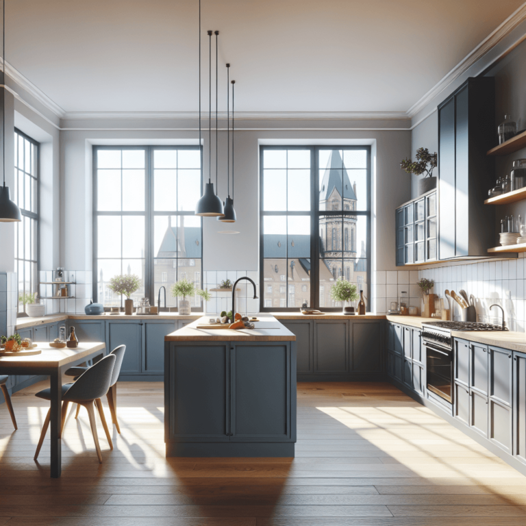 blaugraue Küche in L-Form-Bremen