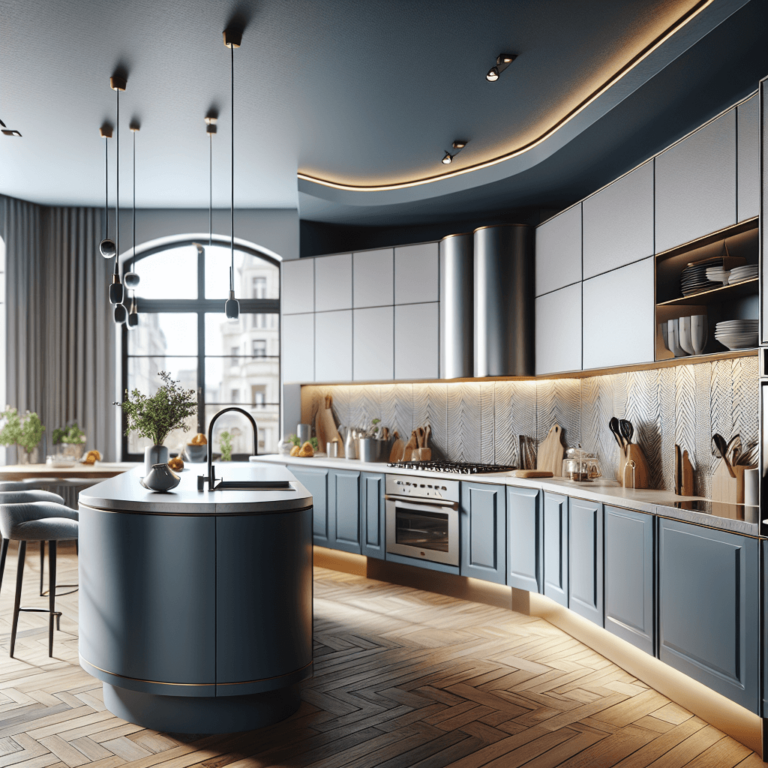 blaugraue Küche in U-Form-Bremen