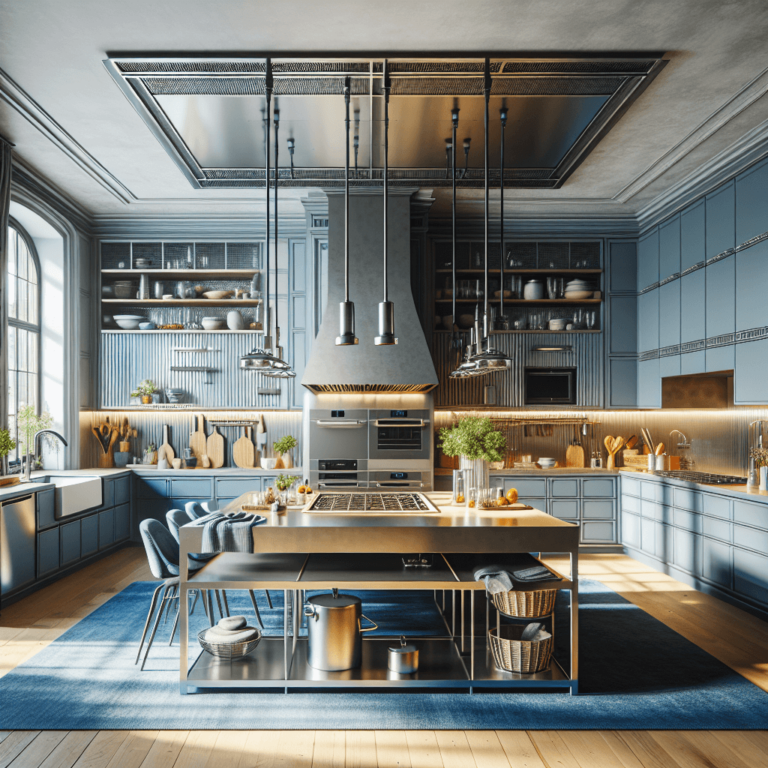 blaugraue Küche mit Stahlakzenten-Bremen