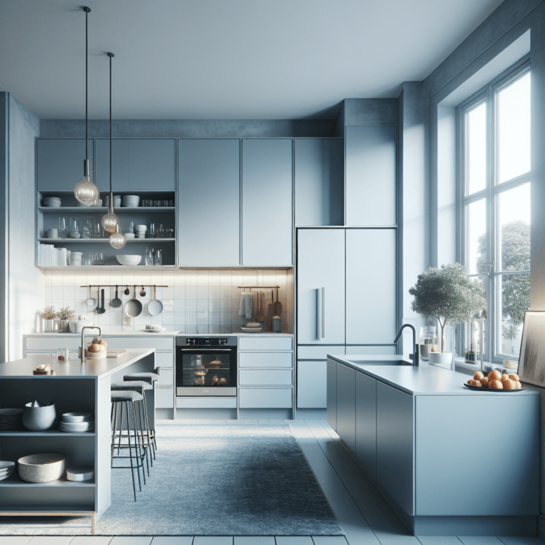 blaugraue Minimalismus Küche-Bremen