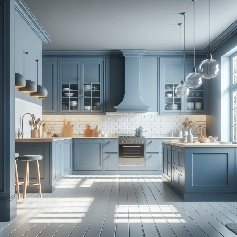 blaugraue einzeilige Küche-Bremen