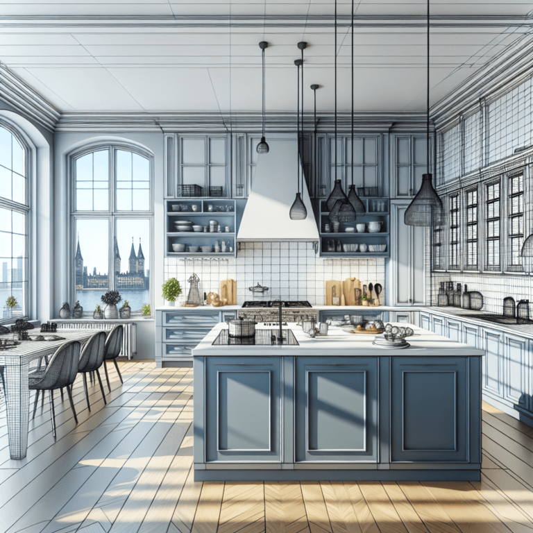 blaugraue mehrzeilige Küche-Bremen