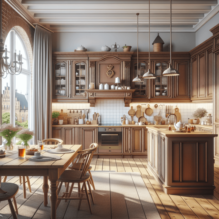 braune Küche im Shabby Chic Stil-Bremen