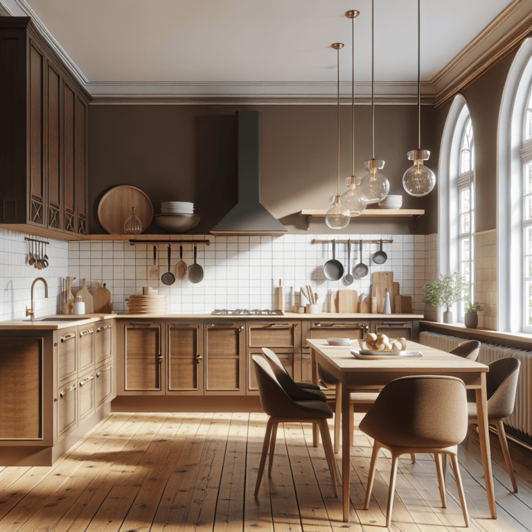 braune Küche im skandinavischen Stil-Bremen