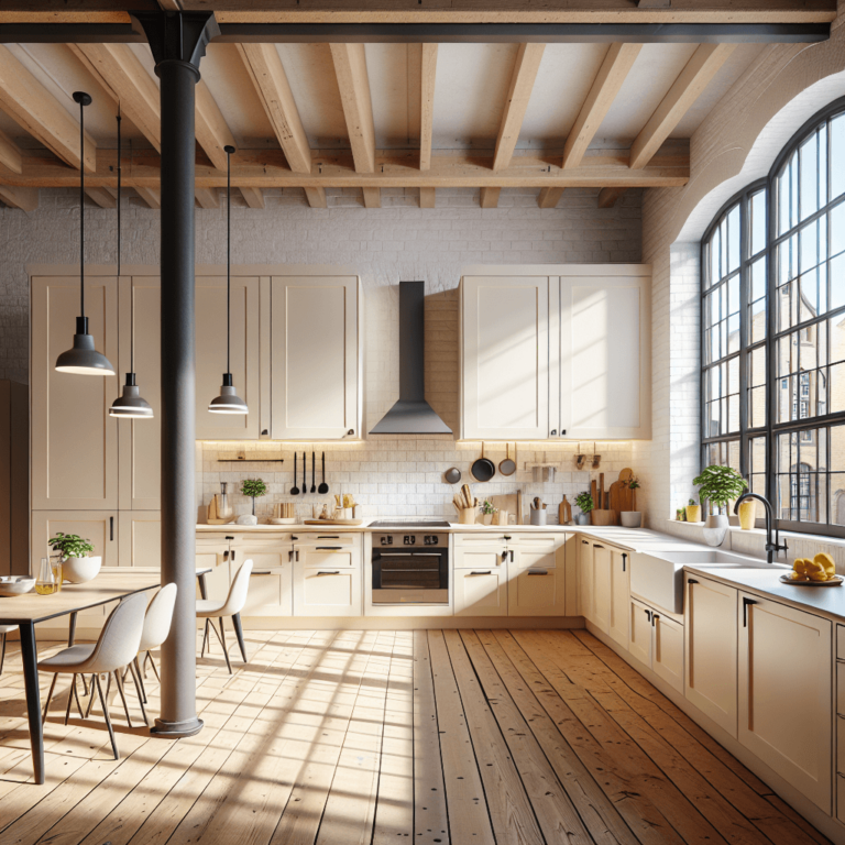 cremefarbene Küche im Loftstil-Bremen