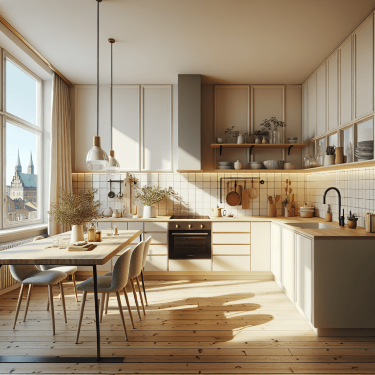 cremefarbene Küche im skandinavischen Stil-Bremen