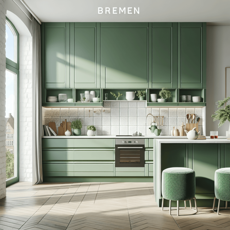 grüne Küche im skandinavischen Stil-Bremen
