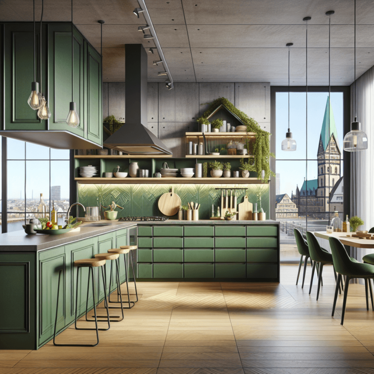 grüne Küche in L-Form-Bremen