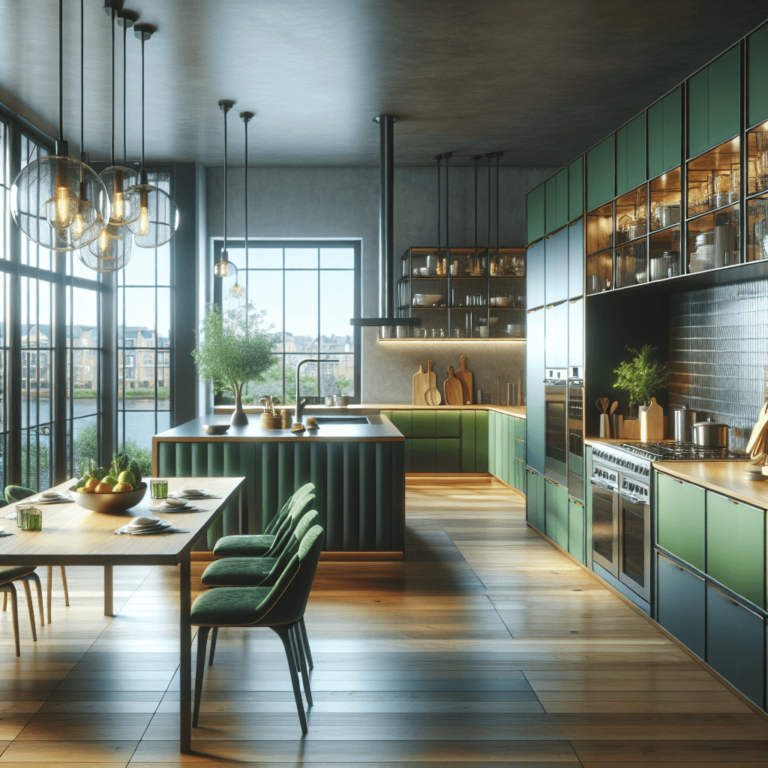 grüne Küche mit Stahlakzenten-Bremen