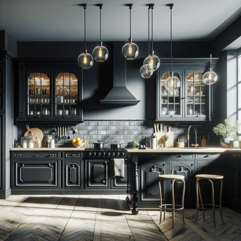 schwarze Küche im Shabby Chic Stil-Bremen