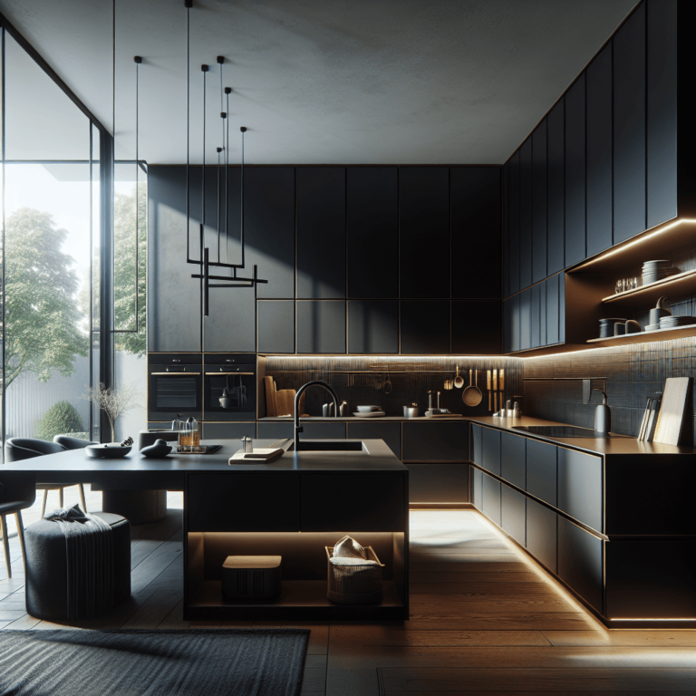 schwarze Küche in L-Form-Bremen
