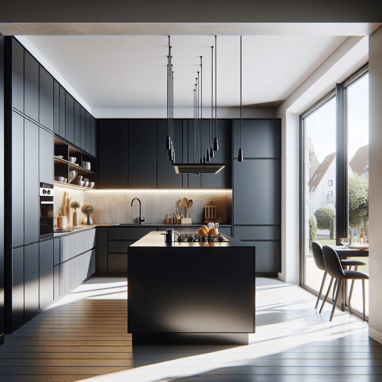 schwarze einzeilige Küche-Bremen