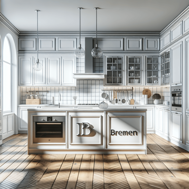 weiße Küche mit Stahlakzenten-Bremen